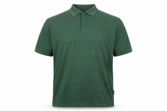 Front view of Olympus men’s green cotton polo one size collared button