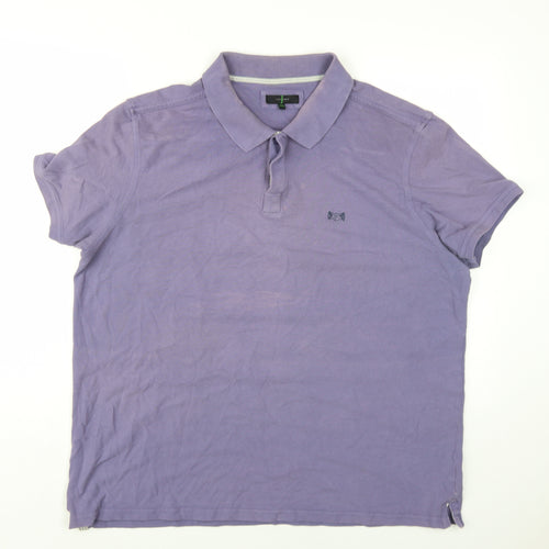 Jasper Conran Mens Purple Cotton Polo Size 2XL Collared Button