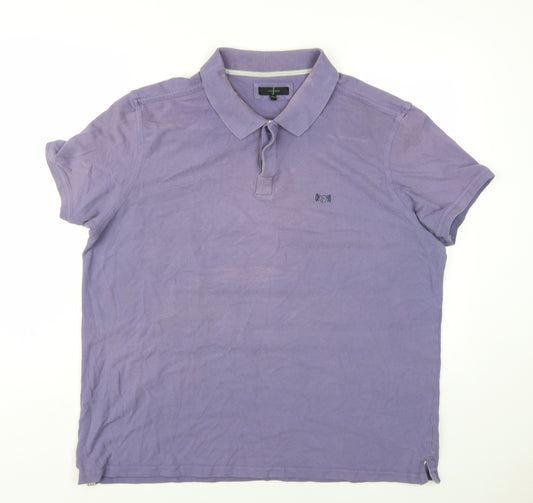 Jasper Conran Mens Purple Cotton Polo Size 2XL Collared Button