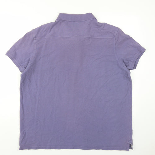 Jasper Conran Mens Purple Cotton Polo Size 2XL Collared Button