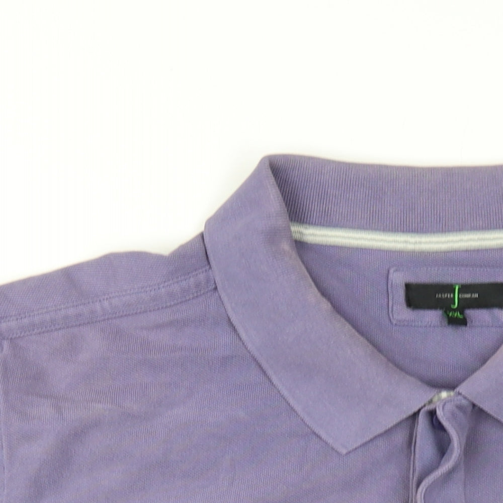 Jasper Conran Mens Purple Cotton Polo Size 2XL Collared Button