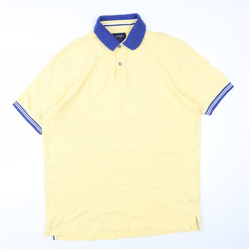 Charles Tyrwhitt Mens Yellow Cotton Polo Size XL Collared Button