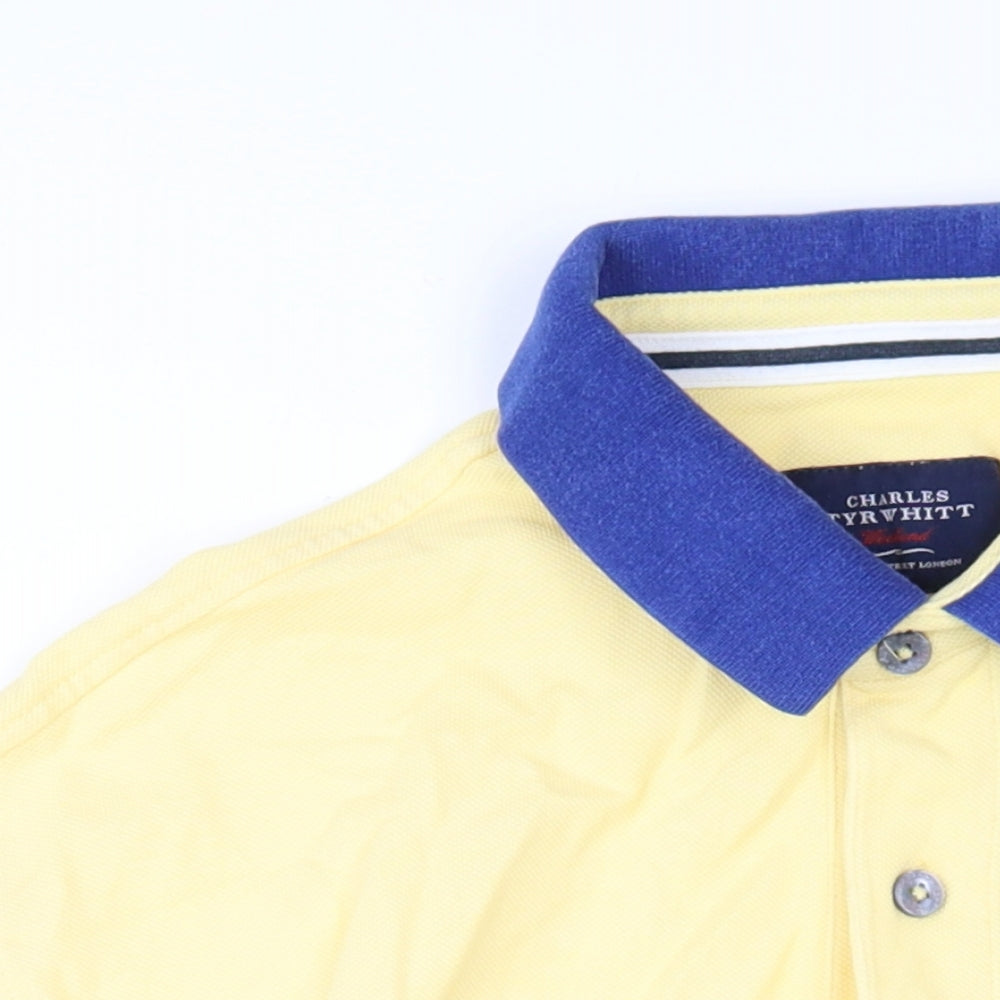 Charles Tyrwhitt Mens Yellow Cotton Polo Size XL Collared Button