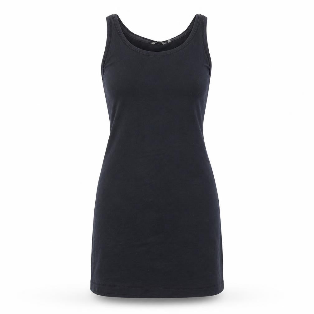 Front view of Sandwich women’s black viscose tank dress, size M, scoop neck pullover