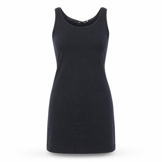 Front view of Sandwich women’s black viscose tank dress, size M, scoop neck pullover