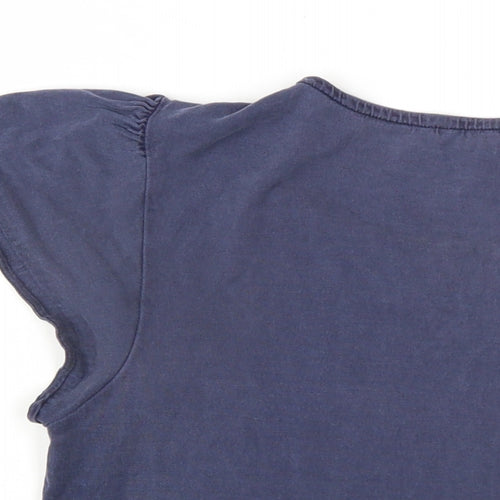 Laura Ashley Womens Blue Silk Basic T-Shirt Size 14 Round Neck