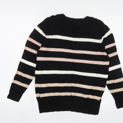 Wallis Women's Black Striped Pullover Jumper Size 14