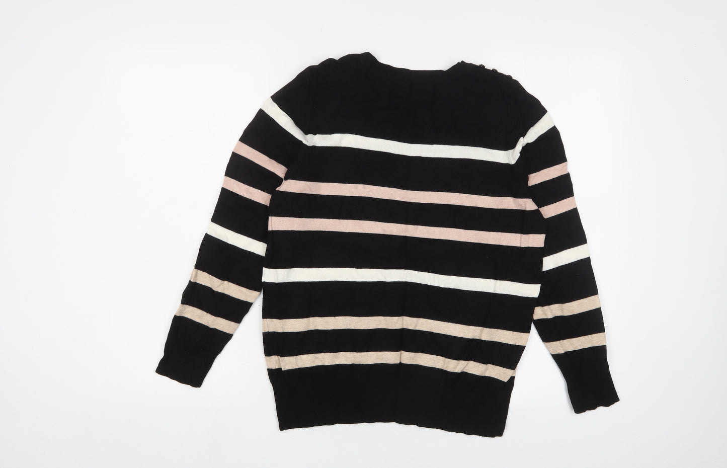 Wallis Women's Black Striped Pullover Jumper Size 14