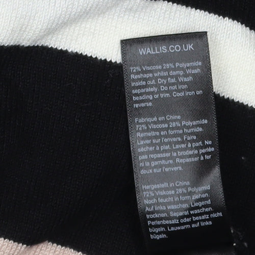 Wallis Women's Black Striped Pullover Jumper Size 14