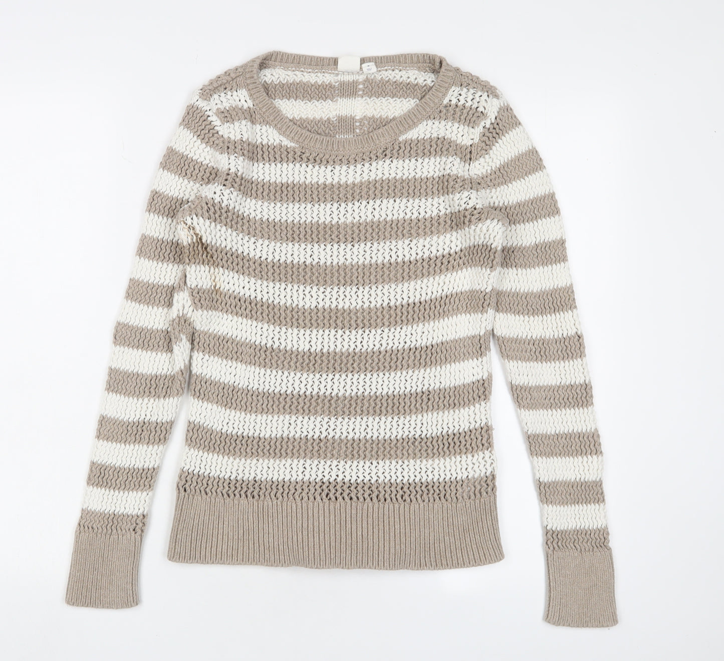 GAP Women's Beige Striped Pullover Jumper M