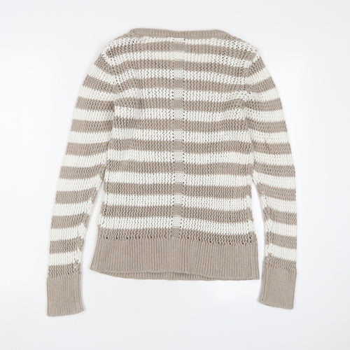 GAP Women's Beige Striped Pullover Jumper M