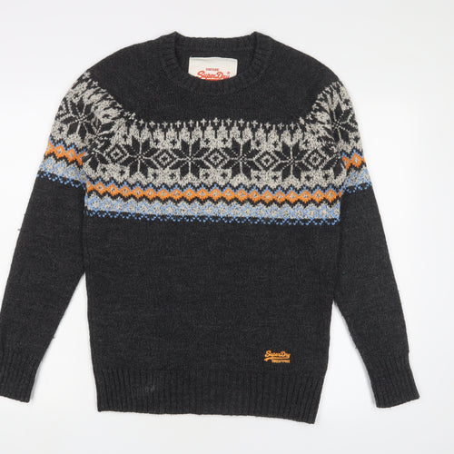 Superdry Men's Black Fair Isle Knit Pullover Jumper S