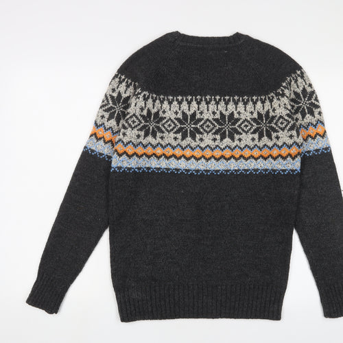 Superdry Men's Black Fair Isle Knit Pullover Jumper S