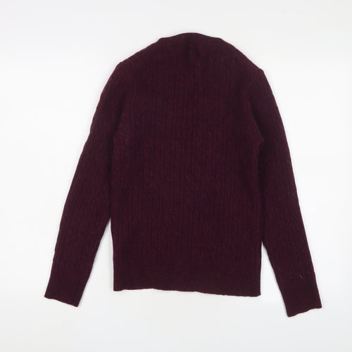 Jack Wills Women's Purple Cable-Knit V-Neck Jumper, Size 14