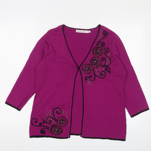 EWM Women's Purple Embroidered Cardigan, Size M