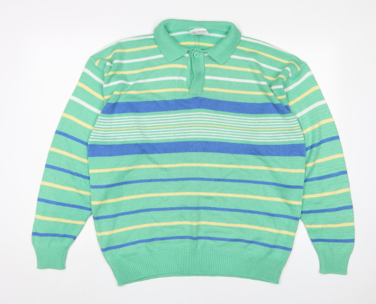 Wolsey Men's Green Striped Pullover Jumper L