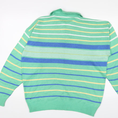 Wolsey Men's Green Striped Pullover Jumper L