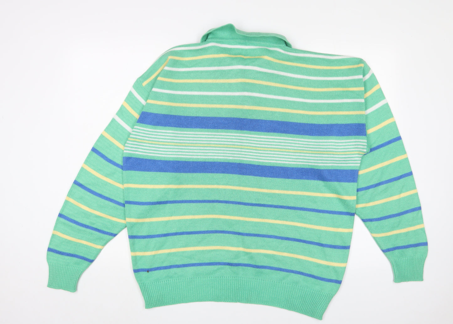 Wolsey Men's Green Striped Pullover Jumper L