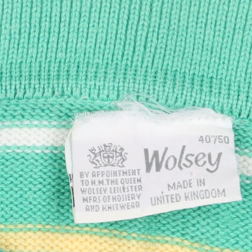 Wolsey Men's Green Striped Pullover Jumper L