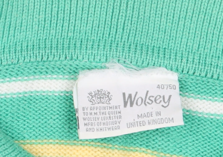 Wolsey Men's Green Striped Pullover Jumper L