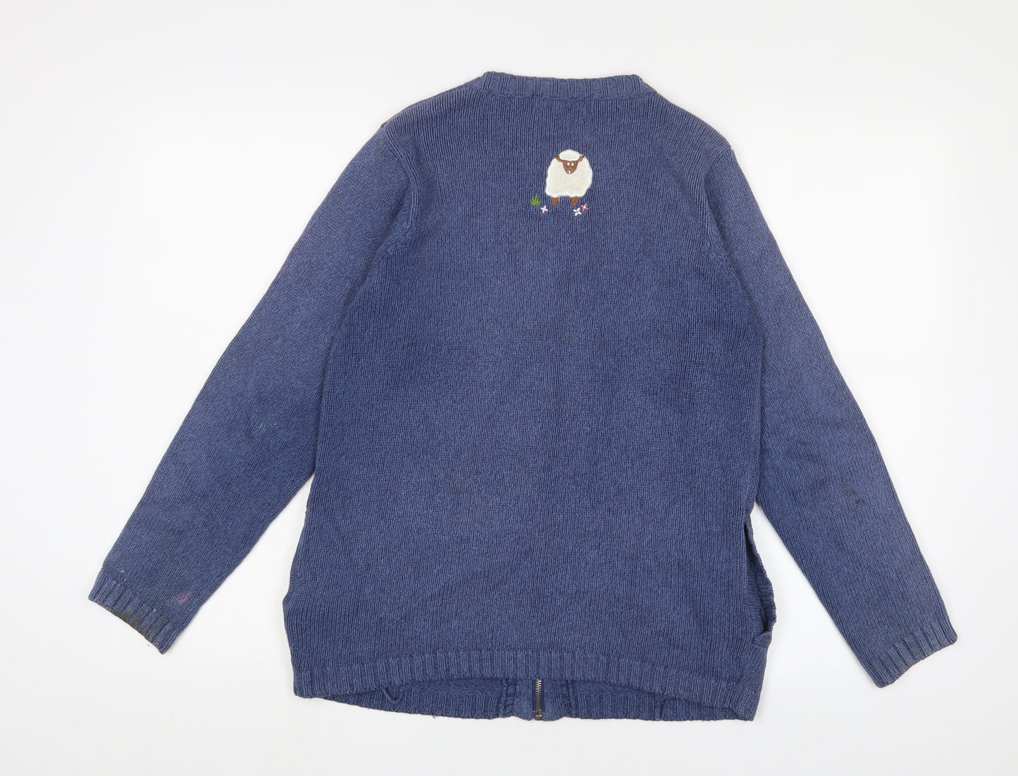 Tulchan Women's Blue Small Cardigan with Sheep Embroidery