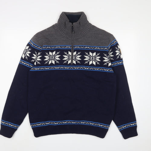 CMP Men's Blue Grey Wool Pullover Jumper L