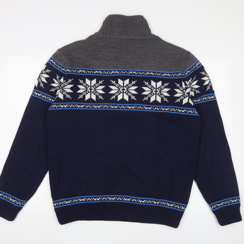 CMP Men's Blue Grey Wool Pullover Jumper L