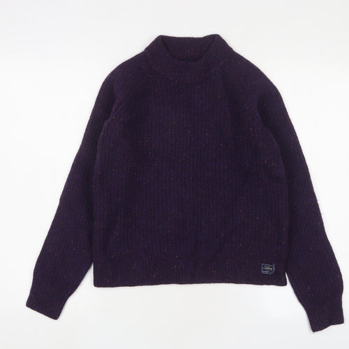 Superdry Women's Purple Wool Blend Chunky-Knit Jumper, Size 10