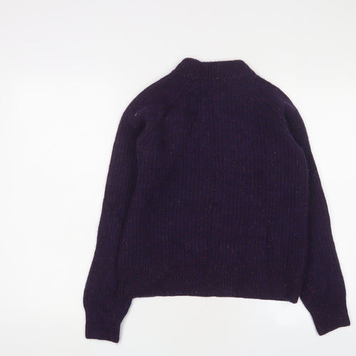 Superdry Women's Purple Wool Blend Chunky-Knit Jumper, Size 10