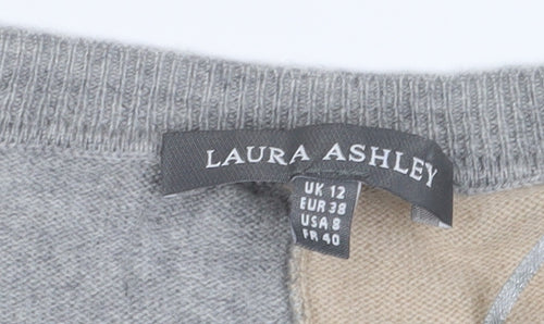 Laura Ashley Women's Grey Beige Pullover Jumper Size 12