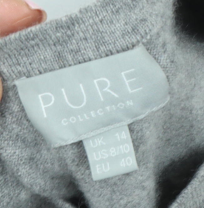 Pure Collection Women's Grey Cashmere Pullover, Size 14