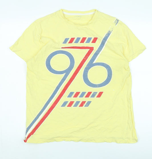 George Men's Yellow Retro Graphic T-Shirt, Size M