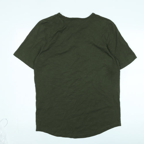 Jack & Jones Men's Green Cotton Crew Neck T-Shirt M