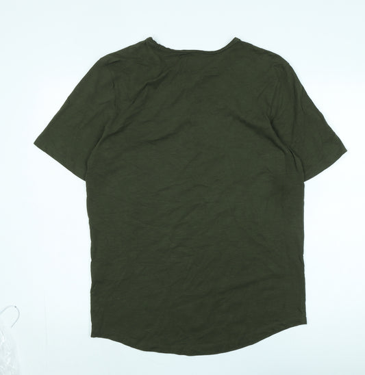 Jack & Jones Men's Green Cotton Crew Neck T-Shirt M