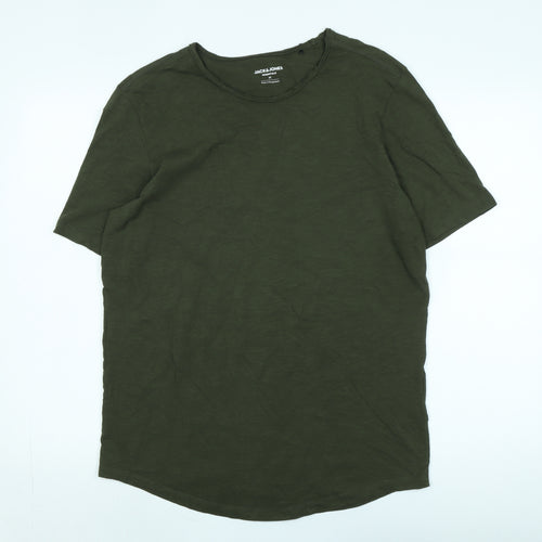 Jack & Jones Men's Green Cotton Crew Neck T-Shirt M