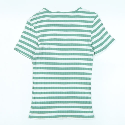 Tif Tiffy Women's Green Striped T-Shirt, Size S