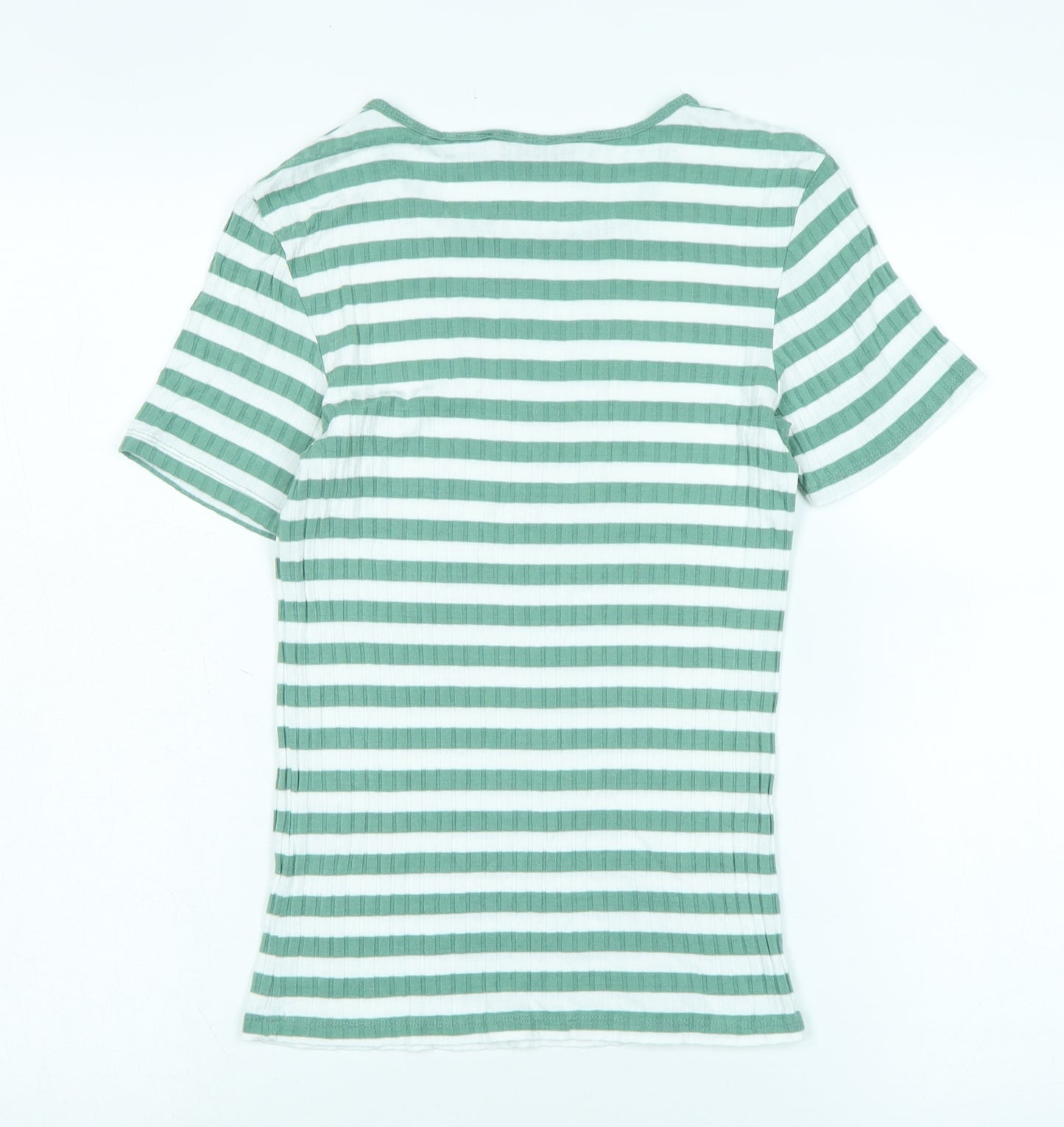 Tif Tiffy Women's Green Striped T-Shirt, Size S