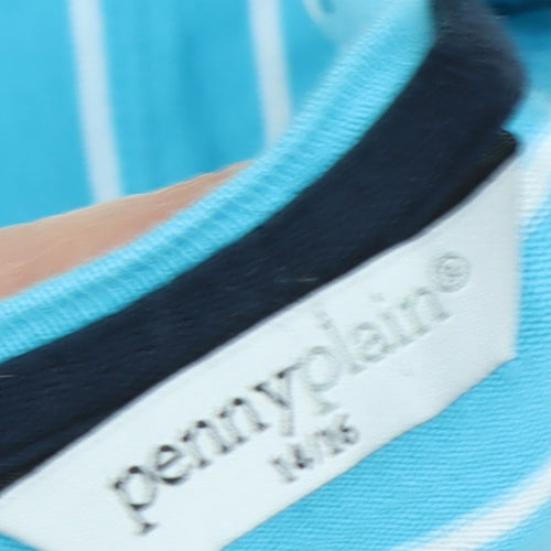 Penny Plain Women's Blue Stripe T-Shirt Size 14