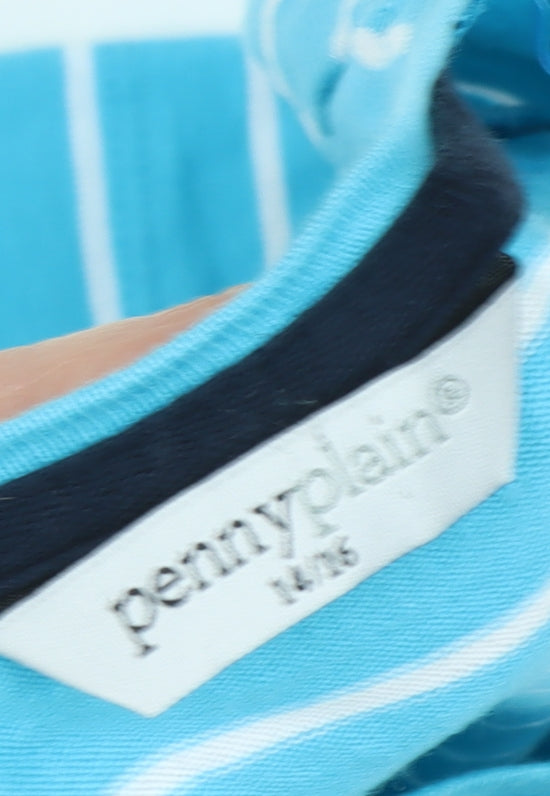 Penny Plain Women's Blue Stripe T-Shirt Size 14