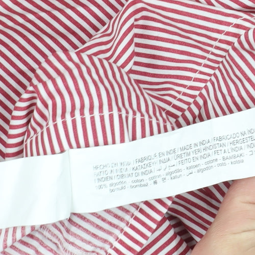 Stradivarius Women's Red Striped Cropped Button-Up Shirt M