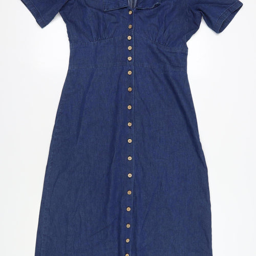 Nobody's Child Women's Blue Cotton Shirt Dress Size 10