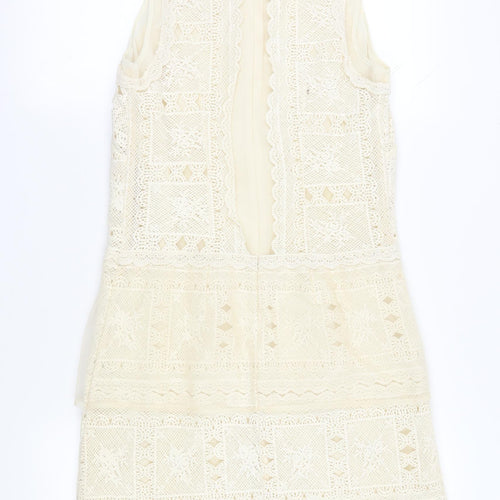 ASOS Women's Ivory Crochet Mini Shift Dress Size 10