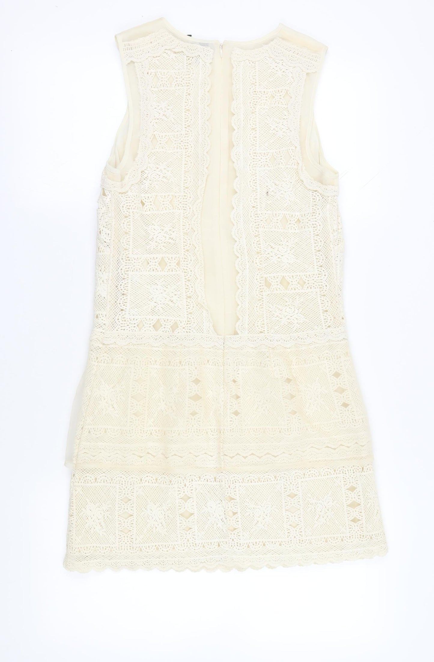 ASOS Women's Ivory Crochet Mini Shift Dress Size 10