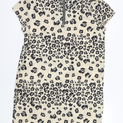 Boohoo Women Beige Animal Print Shift Dress Size 14