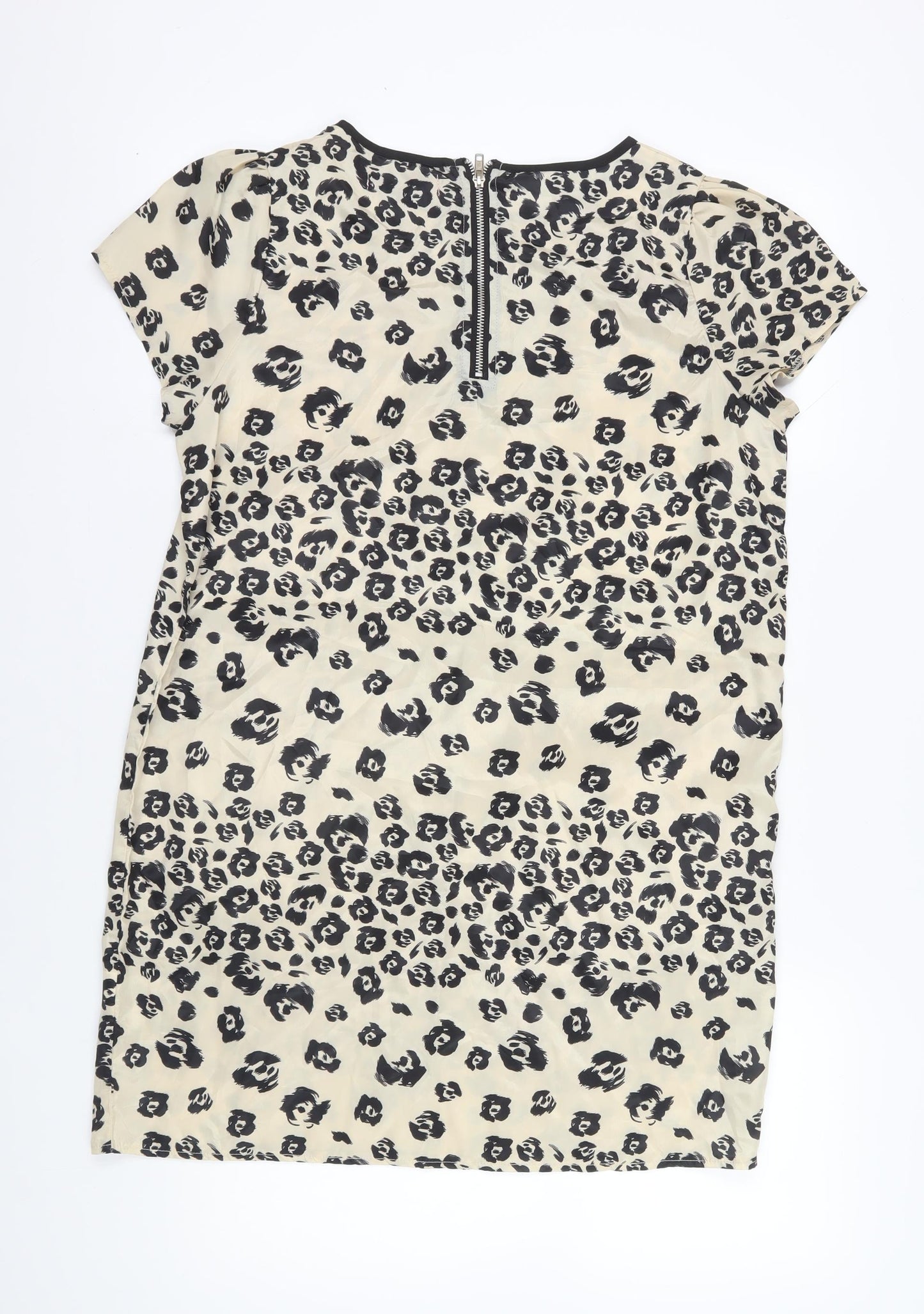 Boohoo Women Beige Animal Print Shift Dress Size 14