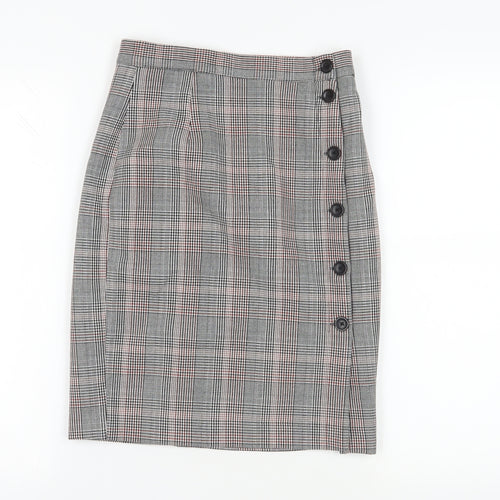 H&M Women's Multicoloured Check Pencil Skirt Size 6