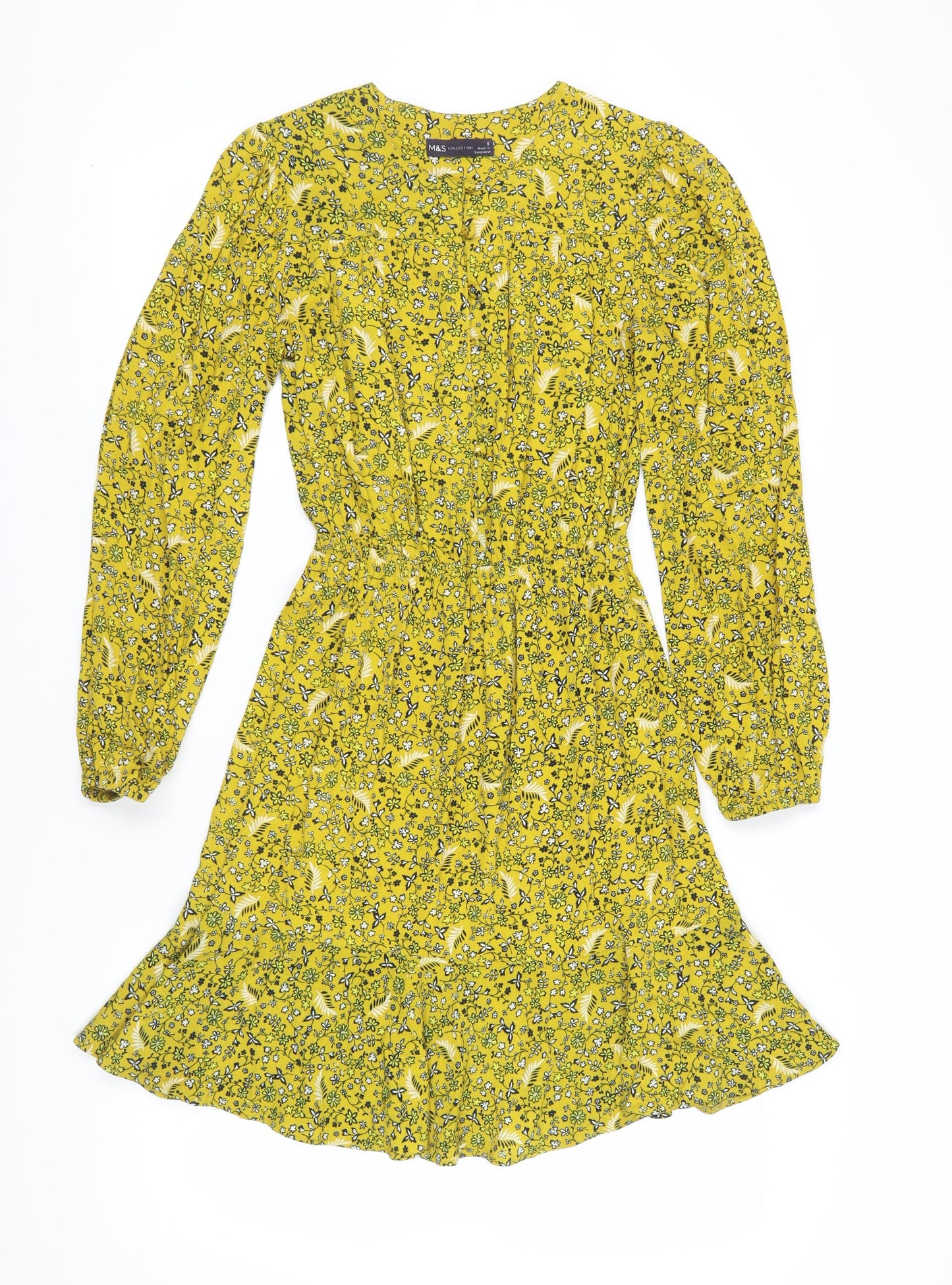Marks and Spencer Women Yellow Floral Fit & Flare Dress