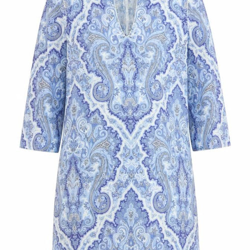 Zara Women Blue Cotton Paisley Shift Dress Size 6