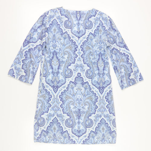Zara Women Blue Cotton Paisley Shift Dress Size 6