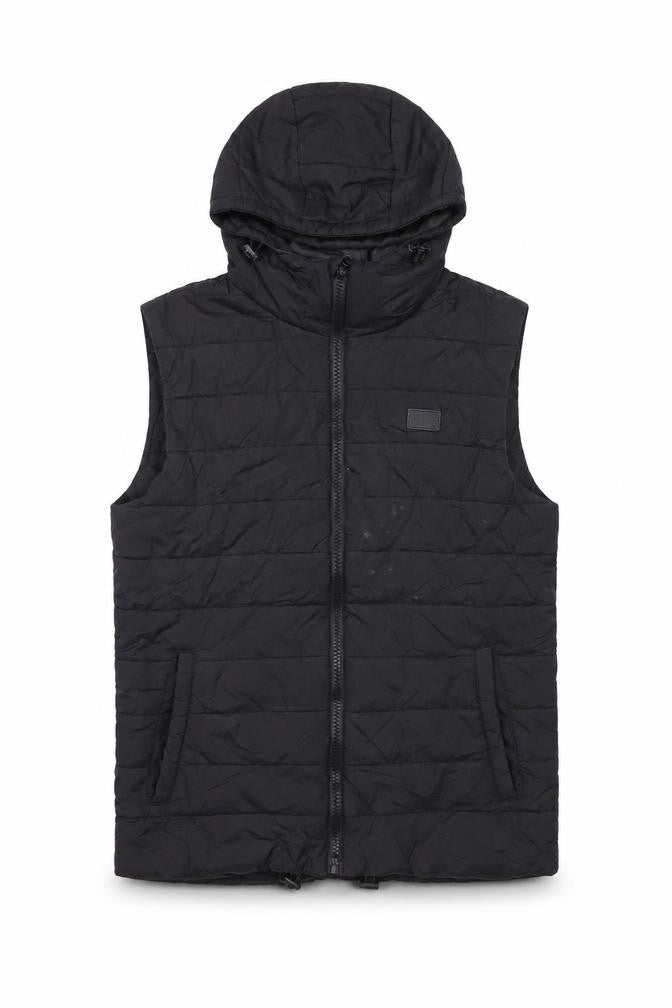 Front view of Blend Men's Black Puffer Waistcoat -, size M